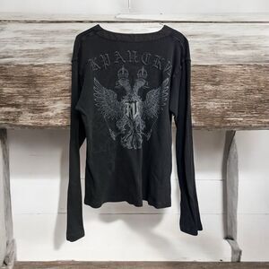 Vtg Royal Underground Y2K Women’s M Thermal Shirt Embroidered‎ L/S Graphic Biker